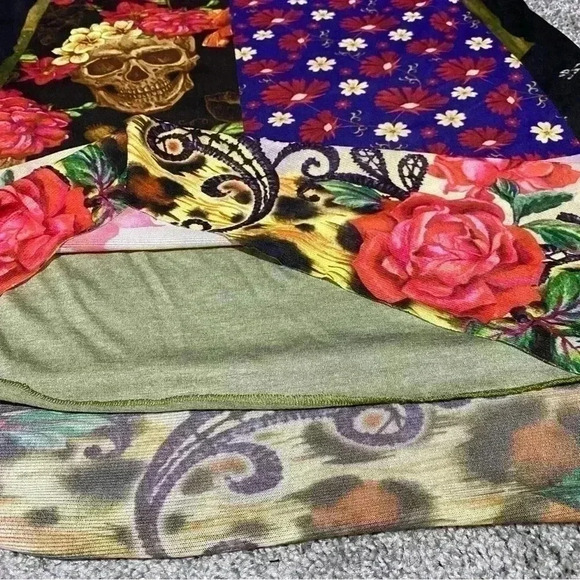 PETIT POIS by Viviana G Frida Kahlo & roses Long mesh Skirt M print all over - Picture 4 of 7